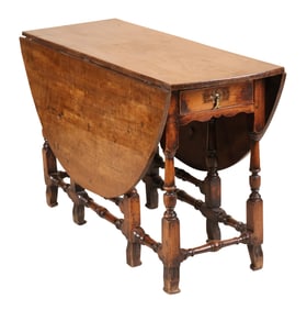 Baroque Style Turned Oak Drop Leaf Table