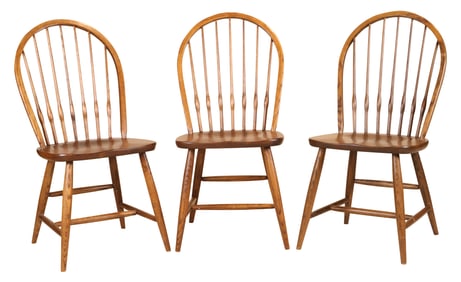 Three Oak Windsor Side Chairs