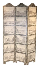 Maitland-Smith Hand-Painted Three Panel Screen
