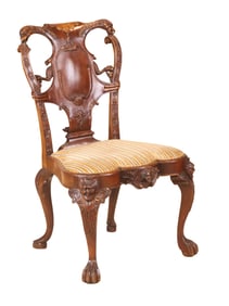 George III Style Carved Mahogany Side Chair