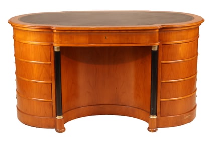 Neoclassical Style Leather Top Cherrywood Writing Desk