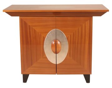 Art Deco Style Silver Gilt and Cherrywood Bar