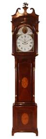 George III Style Inlaid Mahogany Tall Case Clock
