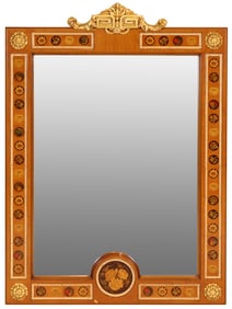Neoclassical Style Inlaid and Giltwood Mirror