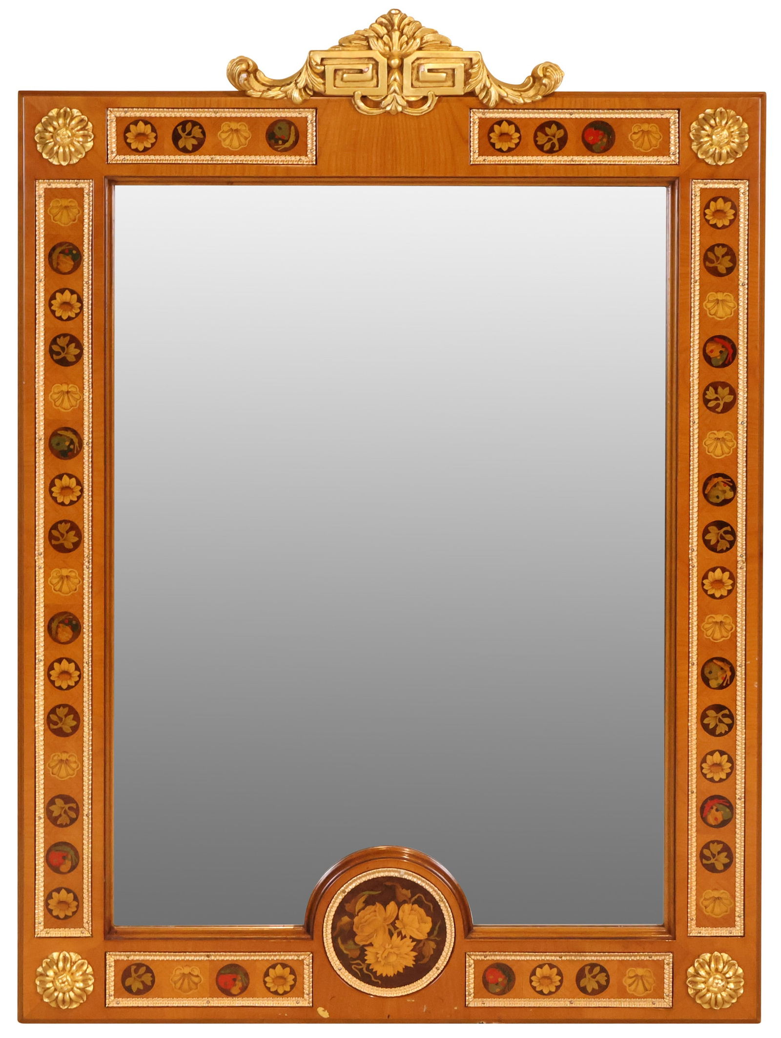 Neoclassical Style Inlaid and Giltwood Mirror: Neoclassical Style Inlaid and Giltwood Mirror20th C.43 1/2 x 31 in. (110.5 x 78.7 cm.)