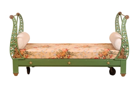 Neoclassical Style Green and Gold Painted Daybed