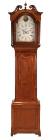 George III Style Oak Tall Cast Clock