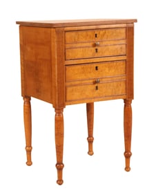 Federal Figured Tiger Maple Two Drawer Table