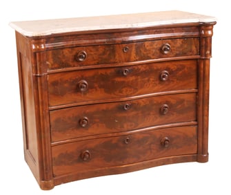 Victorian Marble Top Mahogany Chest of Drawers