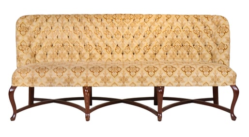 Contemporary Mahogany Tufted Back Sofa