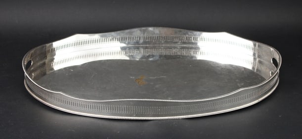 Large Oval Silver Plated Doubled Handle Tray