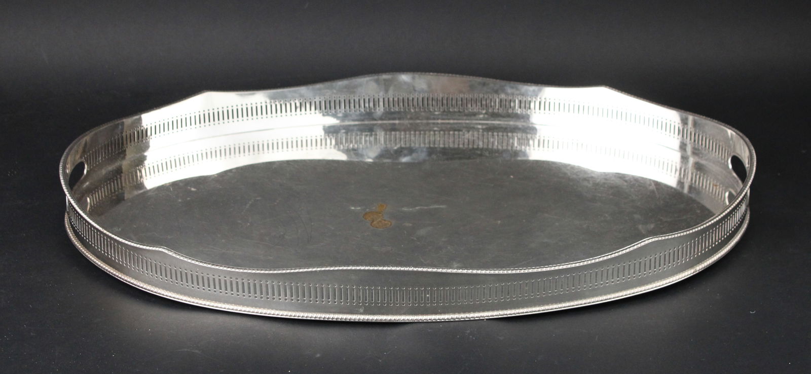 Large Oval Silver Plated Doubled Handle Tray (1 of 5)