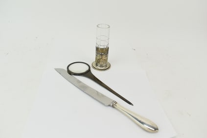 Antique Sterling Silver Letter Opener Magnifying Glass