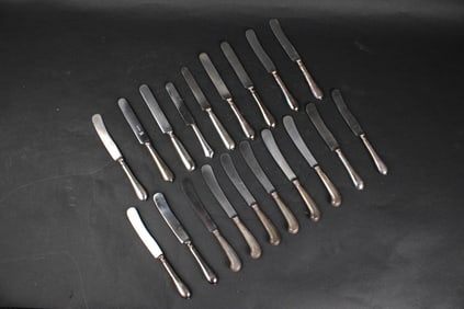 Six English Sterling Pistol Grip Knives
