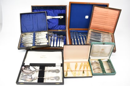 Eight Hostess Sets in Fitted Boxes