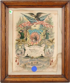 Ancient Order of Foresters of American, Lithograph Certificate