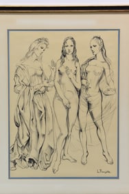 Léonard Tsuguharu Foujia, Japan 1886-1968, Three Girls, Lithograph