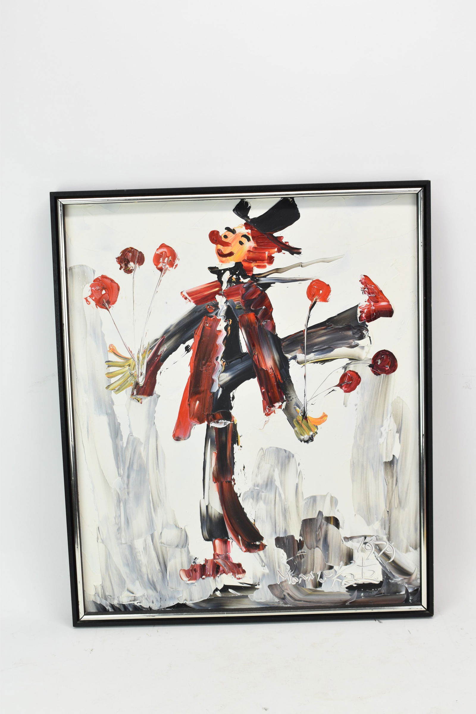 Acrylic on Board, Morris Katz, Clown: Acrylic on Board, Morris Katz, ClownClown with balloons in reds. Signed, Lower right and dated 1979.24 x 20 in. (61 x 50.8 cm.)