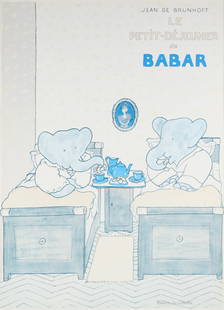 Jean De Brunhoff, Le Petit-Dejeauner de Babar, Poster: Jean De BrunhoffLe Petit-Dejeauner de BabarPosterFaded.Sight: 31 x 23 in. (78.7 x 58.4 cm.), Frame: 31 1/2 x 23 1/2 in. (80 x 59.7 cm.)