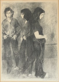Raphael Soyer, American 1899-1987, Three Figures, Lithograph