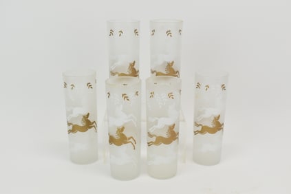 Tom Collins Cavalcade Horse Libbey Drinking Glasses