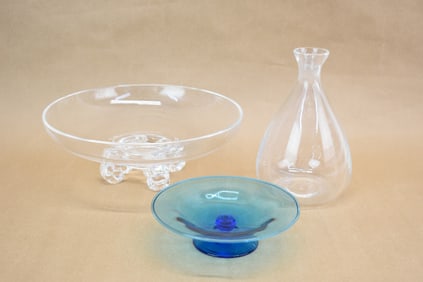 Steuben Colorless Glass Scroll Foot Center Bowl