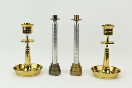 Pair of Modern Brass Tommi Parzinger Candlesticks