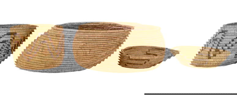 Three Native American Woven Baskets: Three Native American Woven Baskets20th C.Largest: 5 1/2 x 12 in. (14 x 30.5 cm.)
