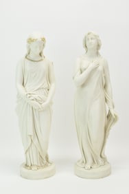 Two Copeland Figural Statues Motherhood and Beatrice