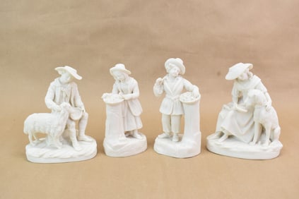 Group of Four Assorted Parian Figural Groups