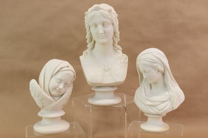 Group of Three Assorted Parian Busts