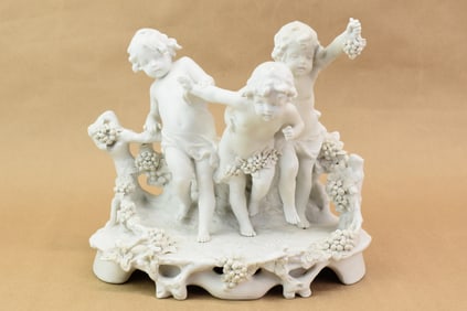 Parian Figural Group of Putti's in the Grapevines