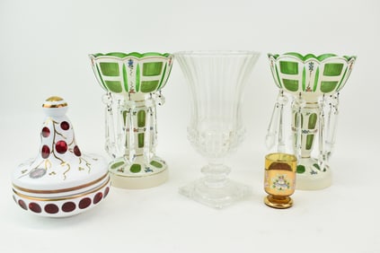 Pair of Bohemian Glass Girandoles