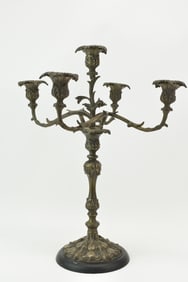Antique Five Light Patinated Bronze Candelabrum