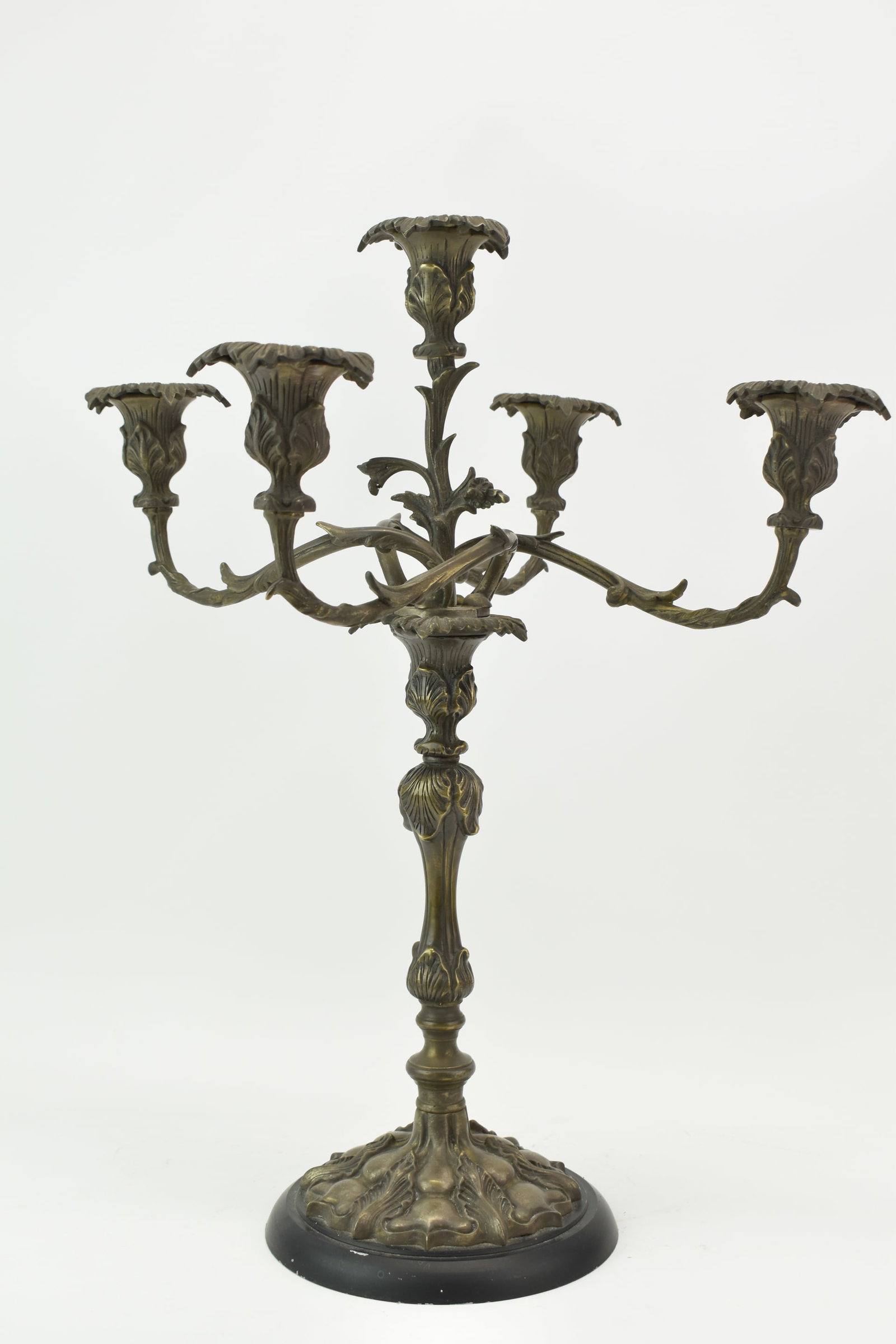 Antique Five Light Patinated Bronze Candelabrum: Antique Five Light Patinated Bronze Candelabrum Antique Five Light Patinated Bronze Candelabrum. Used condition, 21" tall x 17 1/2" diameter