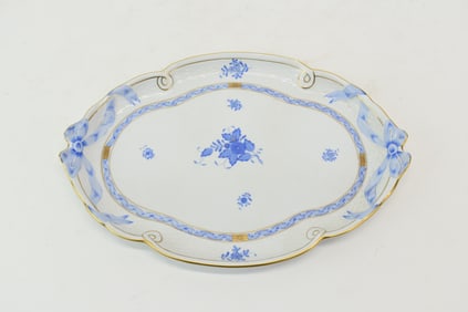 Vintage Herend Chinese Bouquet Blue Oval Platter