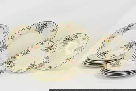Set of Twelve Royal Doulton Old Leads Spray Dinner Plates: Set of Twelve Royal Doulton Old Leads Spray Dinner PlatesSet of Twelve Royal Doulton Old Leads Spray Dinner Plates 10 1/8". Together with a matching 12 1/2" chop plate and a 8 1/4" plate. Used conditi