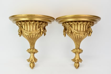 Pair of Gilt Painted Wall Brackets