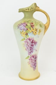 Tall Amphora Lilac Decorated Handled Vase