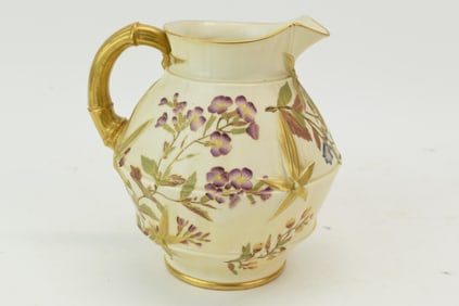 Royal Worcester Floral Decorated Handled Pitcher