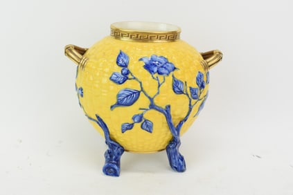Royal Worcester Blue Floral Branch Decorated Vase