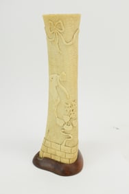 Rare Find Carved Bone Art Nouveau Vase