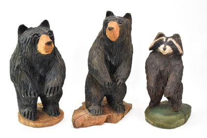 Two Vintage Carved Wooden Bears