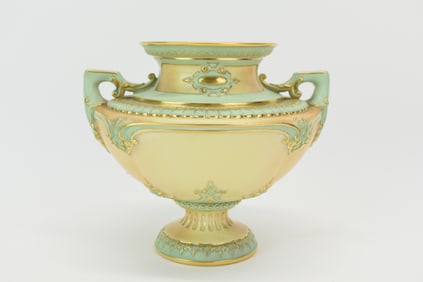 Royal Worcester Double-Handled Wide Porcelain Vase