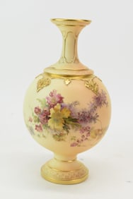 Royal Worcester Double Handled Vase with Floral decoration