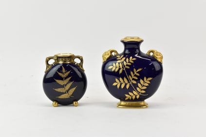 Two Royal Worcester Cobalt Vases