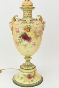 Royal Worcester Porcelain Urn Form Vase Mounted as a Lamp