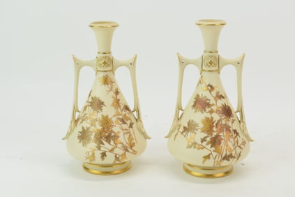 Pair of Gilt Floral Decorated Vases