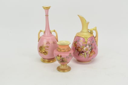 Royal Worcester Floral Decorated Ewer