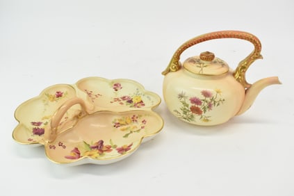 Royal Worcester Floral Decorated Tea Pot
